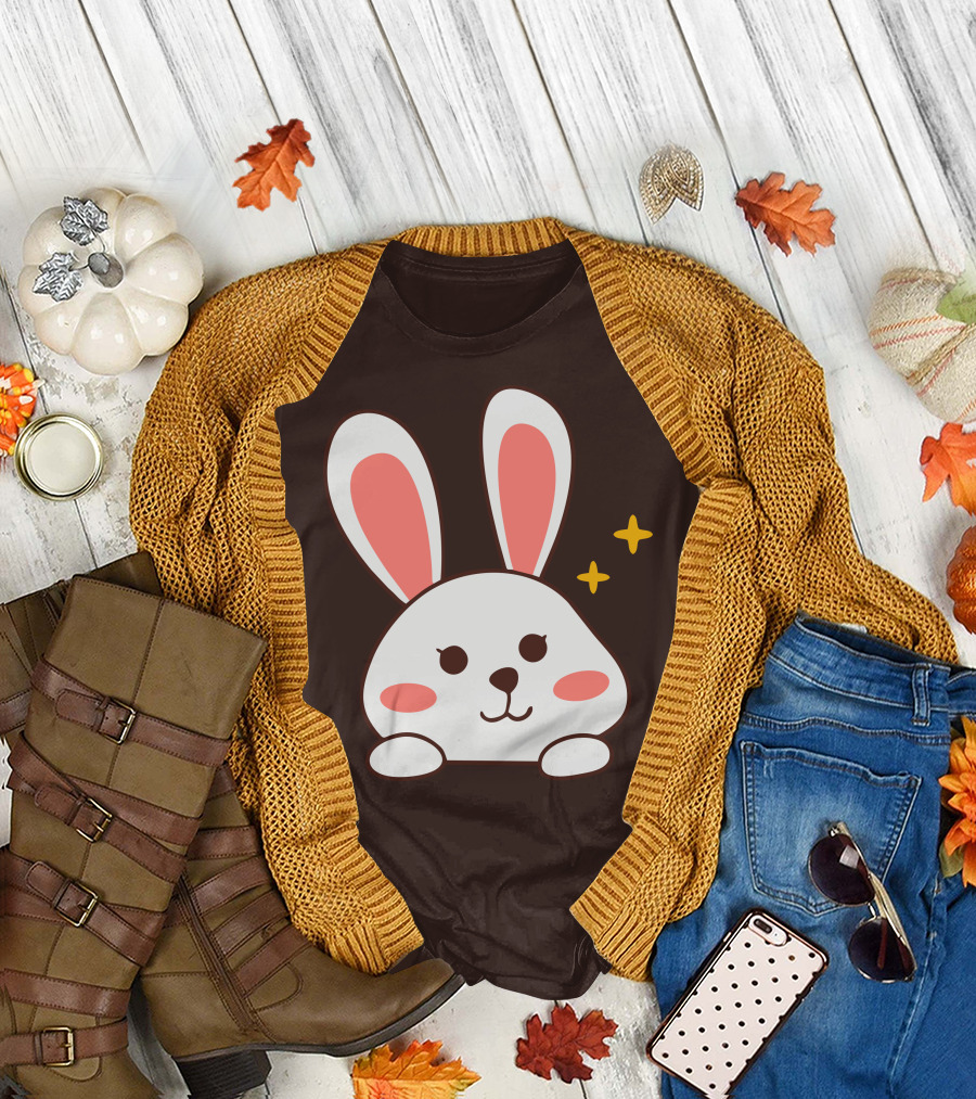Cute Leveret Bunny Face with Sparkles T-Shirt