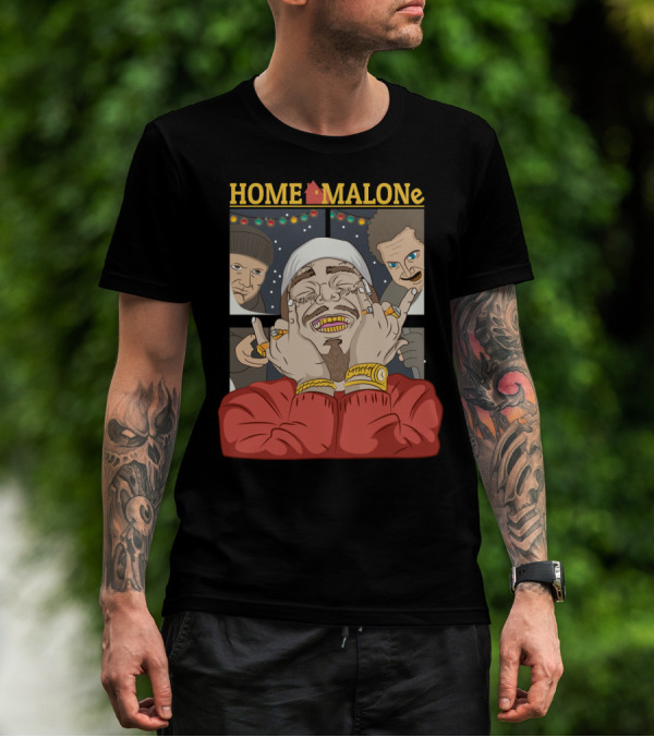 Home Malone Parody Featuring Post Malone Holiday Mashup With Home Alone Villains T-Shirt
