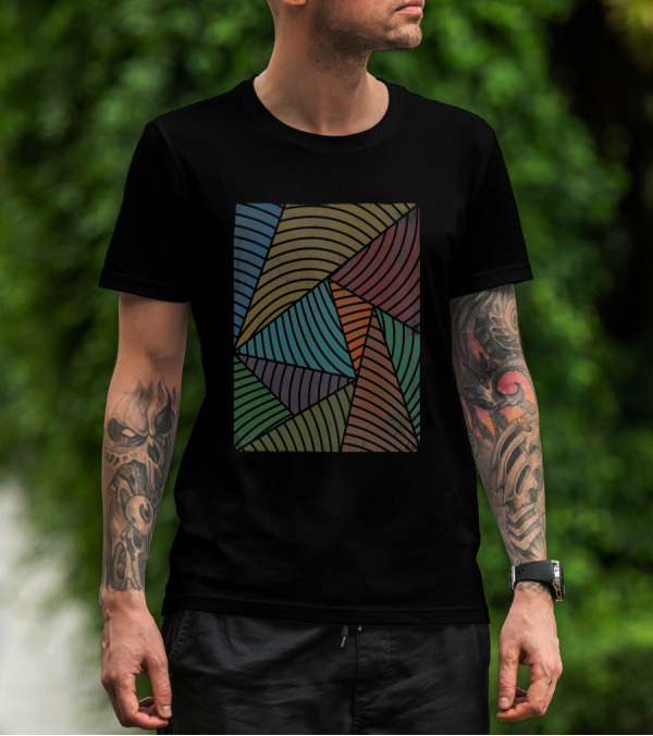 Algorithm 386 Geometric Abstract Multi-Color T-Shirt