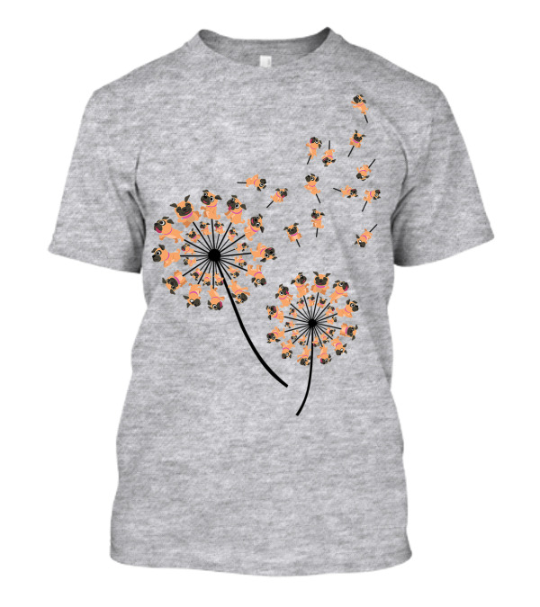 Pug Blossoms In Dandelion Puff Transformation T-Shirt
