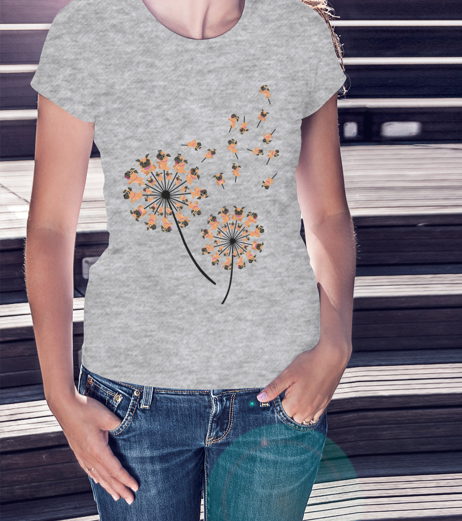 Pug Blossoms In Dandelion Puff Transformation T-Shirt