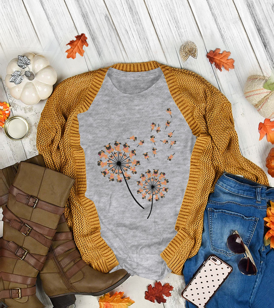 Pug Blossoms In Dandelion Puff Transformation T-Shirt