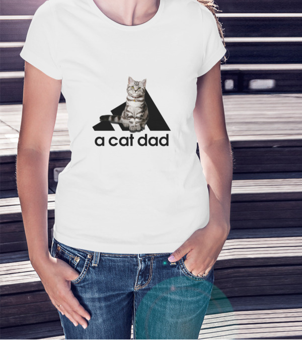 A Cat Dad Logo Style With Tabby Cat T-Shirt