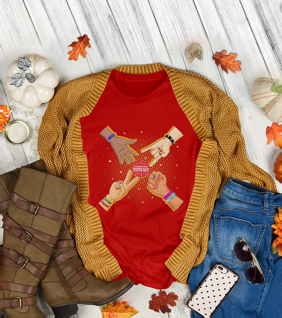 International Youth Day Celebration with Vibrant Hand Gestures T-Shirt