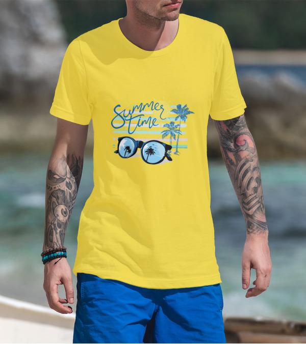 Summer Time Sunglasses Palm Trees Beach T-Shirt