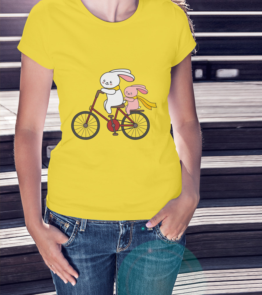 Bunny Bicycle Ride With Yellow Scarf T-Shirt
