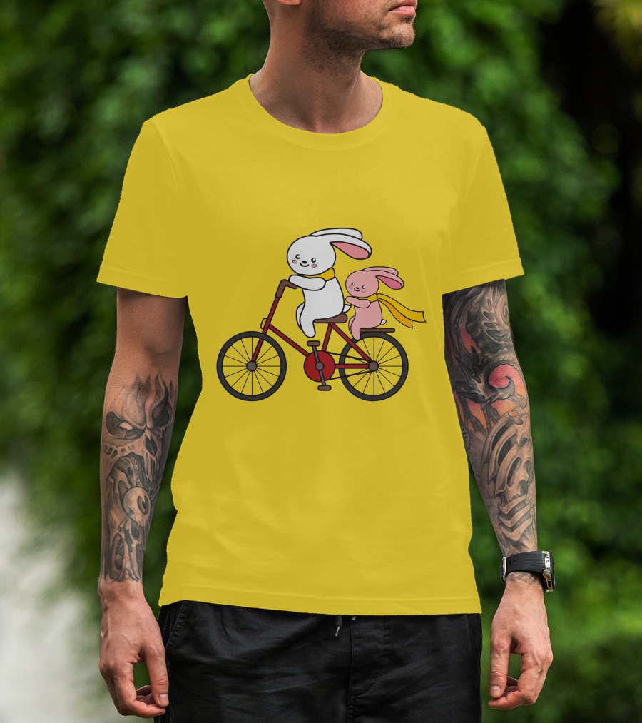 Bunny Bicycle Ride With Yellow Scarf T-Shirt
