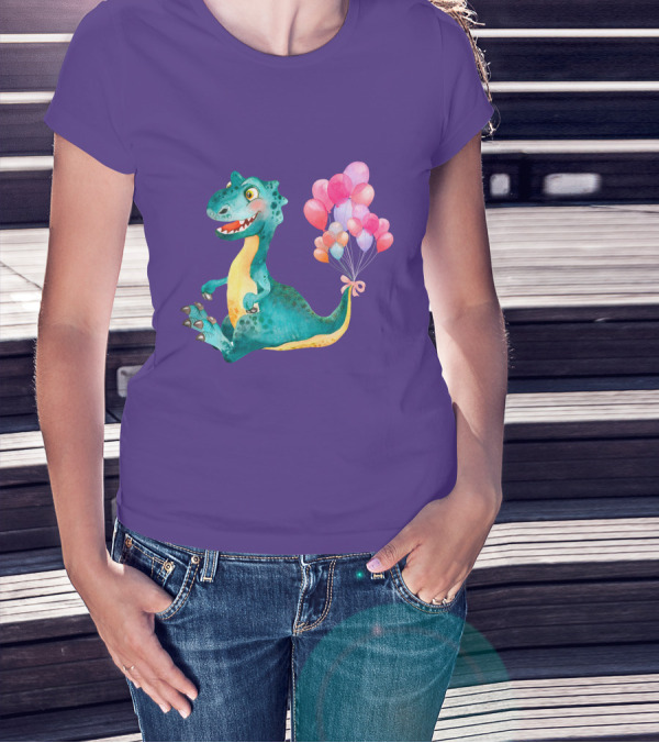 Dinosaur With Colorful Balloons T-Shirt