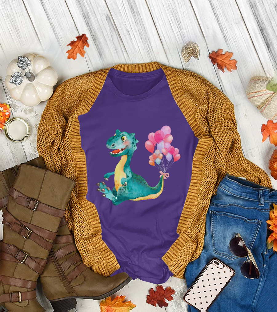 Dinosaur with Colorful Balloons T-Shirt