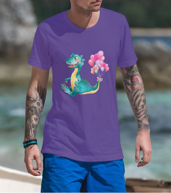 Dinosaur With Colorful Balloons T-Shirt