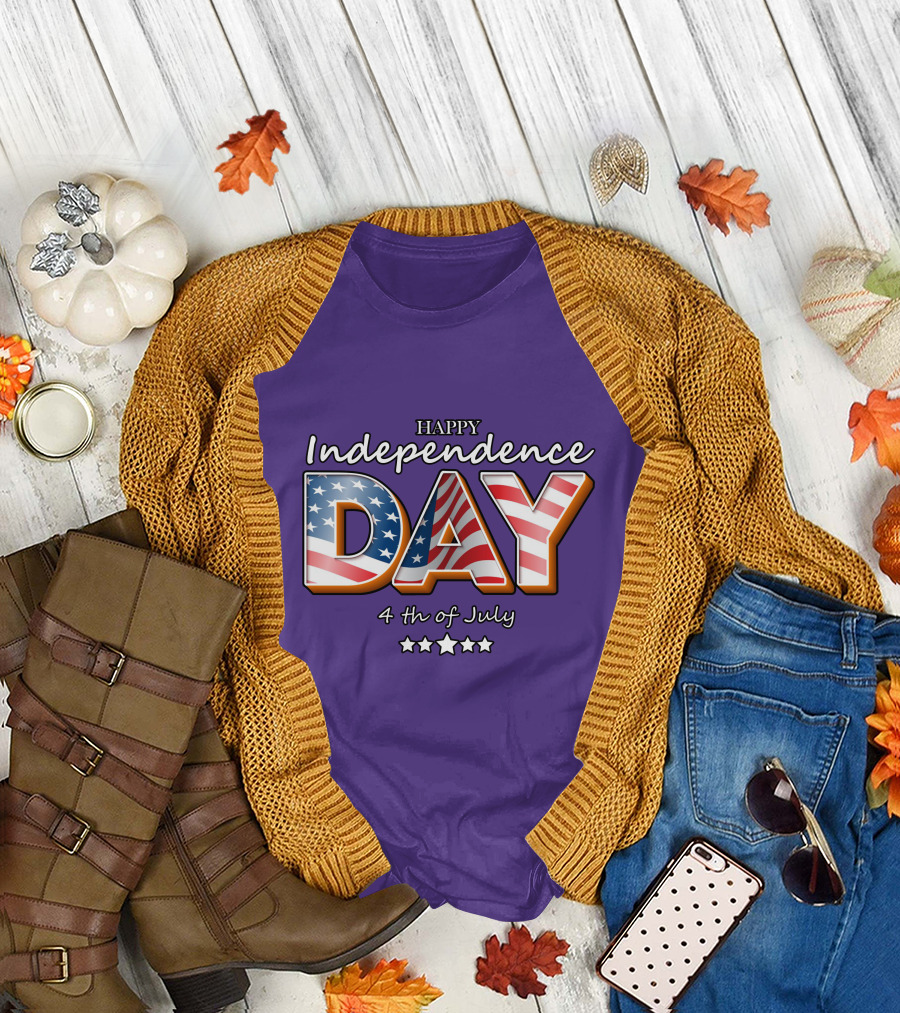 Happy Independence Day 4th of July USA Flag Stars T-Shirt