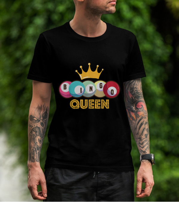 Bingo Queen Crown With Colorful Balls And Text T-Shirt