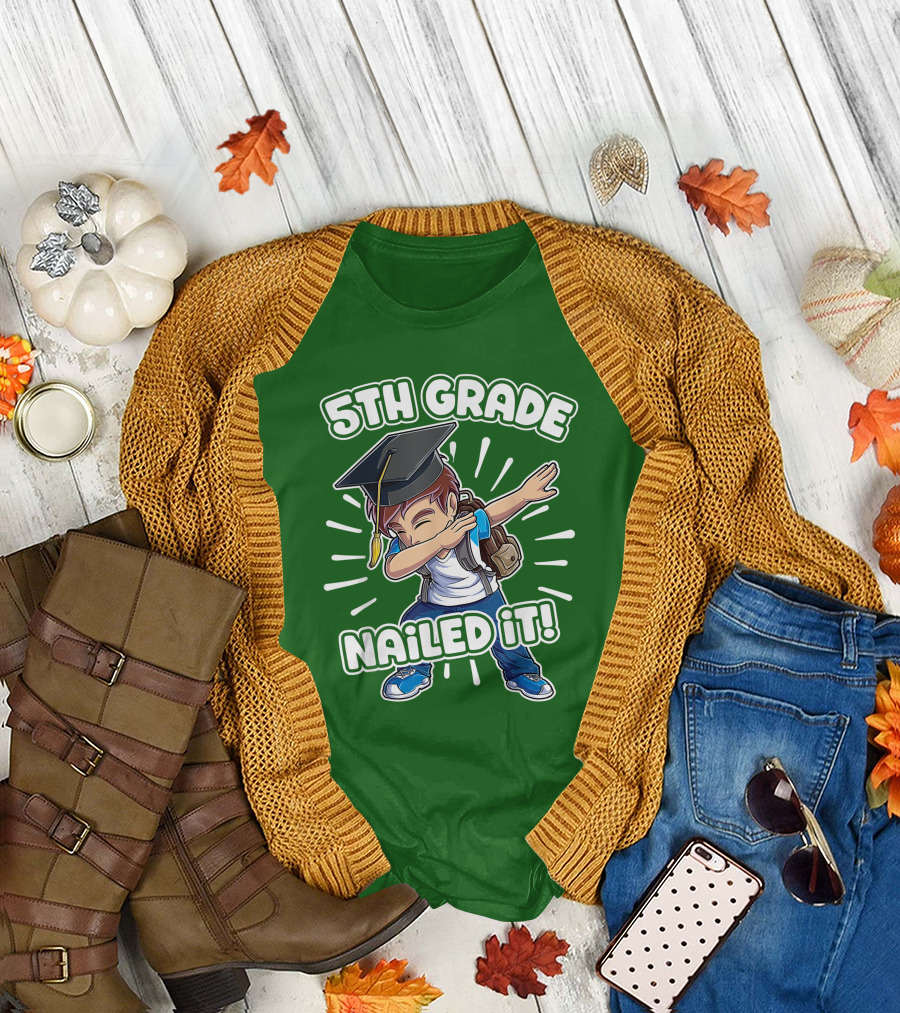 5th Grade Class Graduation Boy Nailed It T-Shirt