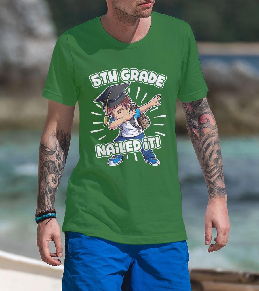 5th Grade Class Graduation Boy Nailed It T-Shirt