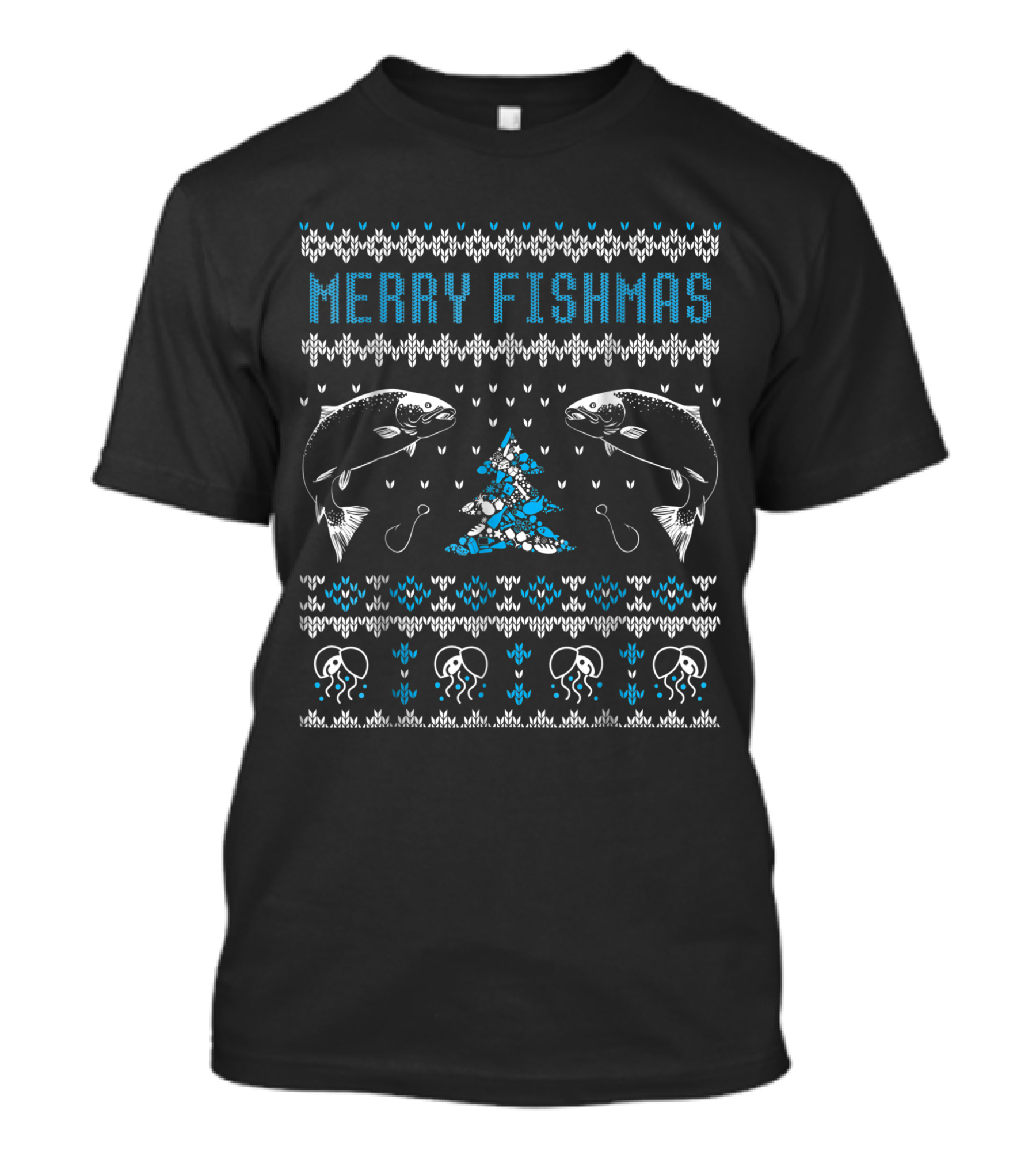 Merry Fishmas Ugly Christmas Sweater Holiday T-Shirt