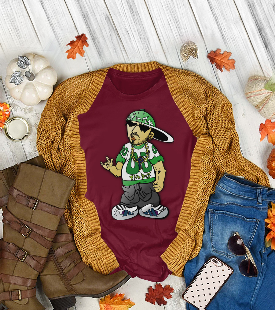 HipHop Cartoon Character with UP The Posse on Green Snapback and Chain T-Shirt