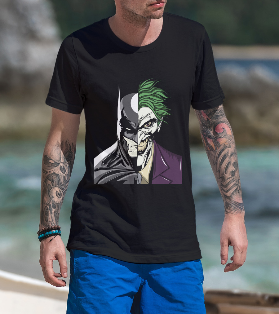 Split Face Batman Joker Fusion Iconic T-Shirt