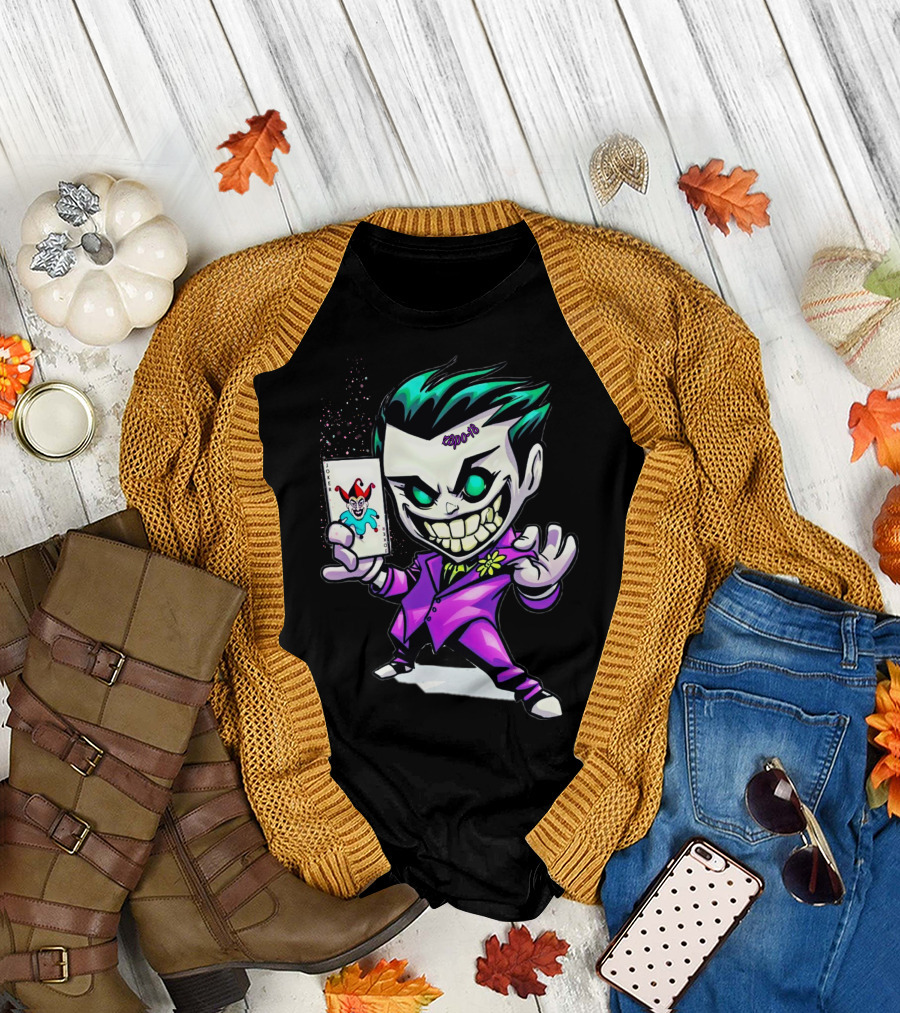 Joker 2012 Cartoon Grinning Character with Joker Card T-Shirt