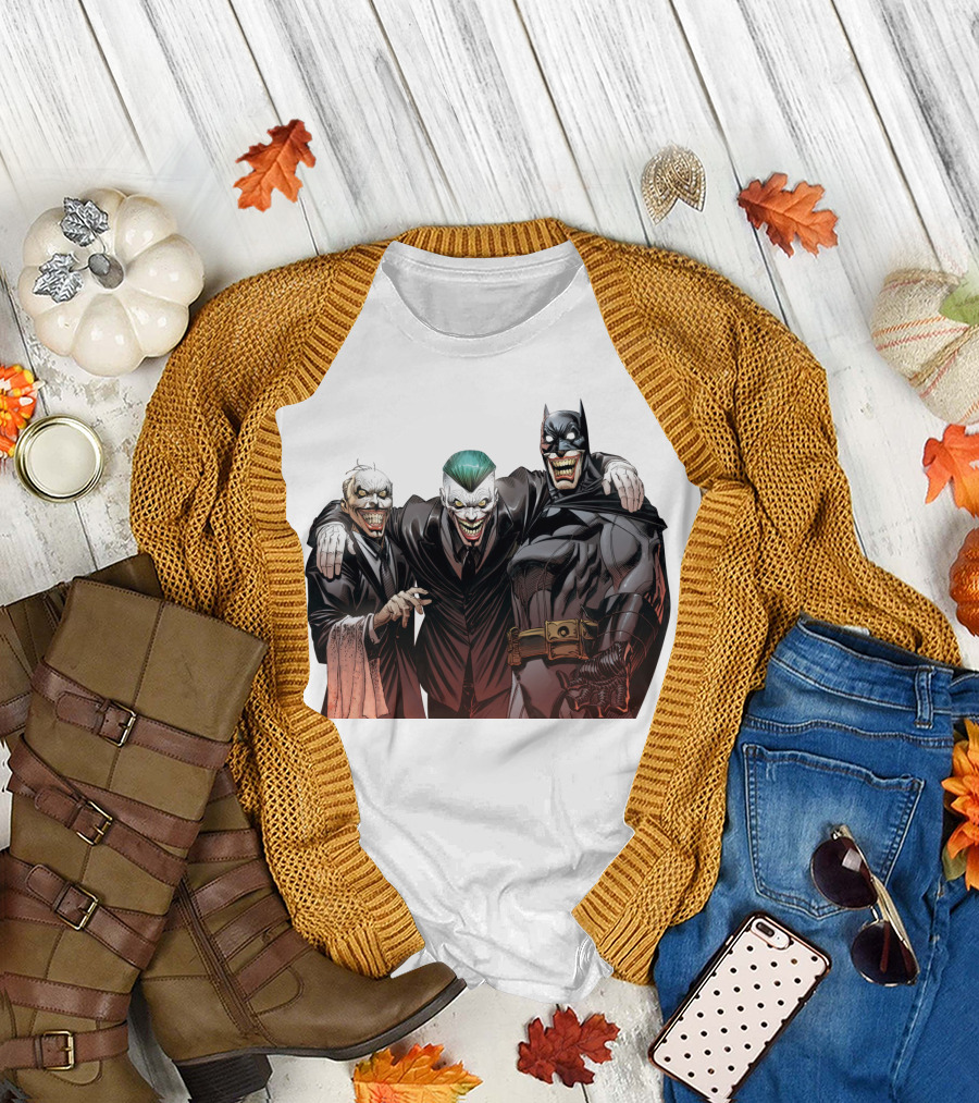 The Joker Batman Three-Face Grinning Trio T-Shirt