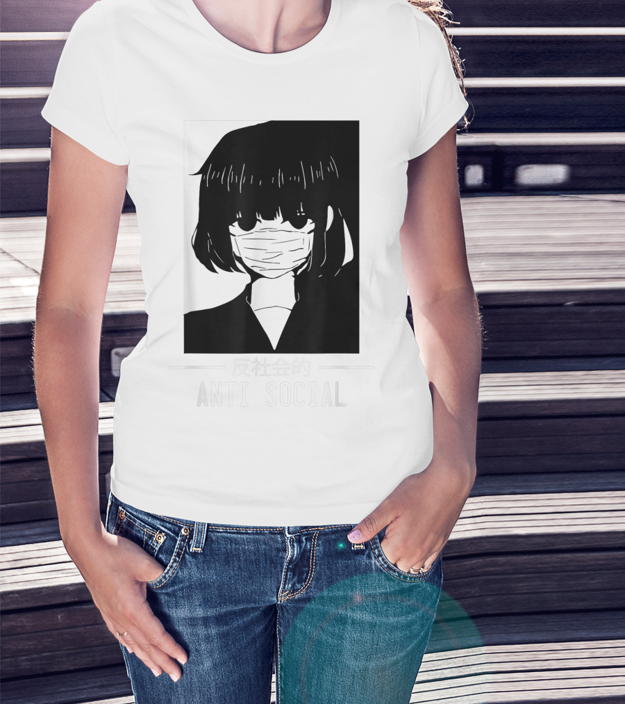 Anime Anti Social Japanese Text Vaporwave Aesthetic T-Shirt