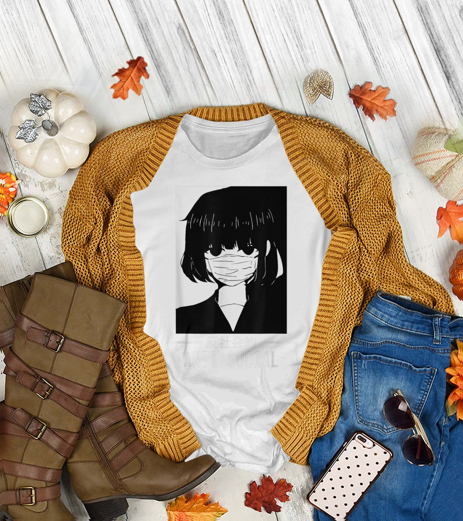 Anime Anti Social Japanese Text Vaporwave Aesthetic T-Shirt