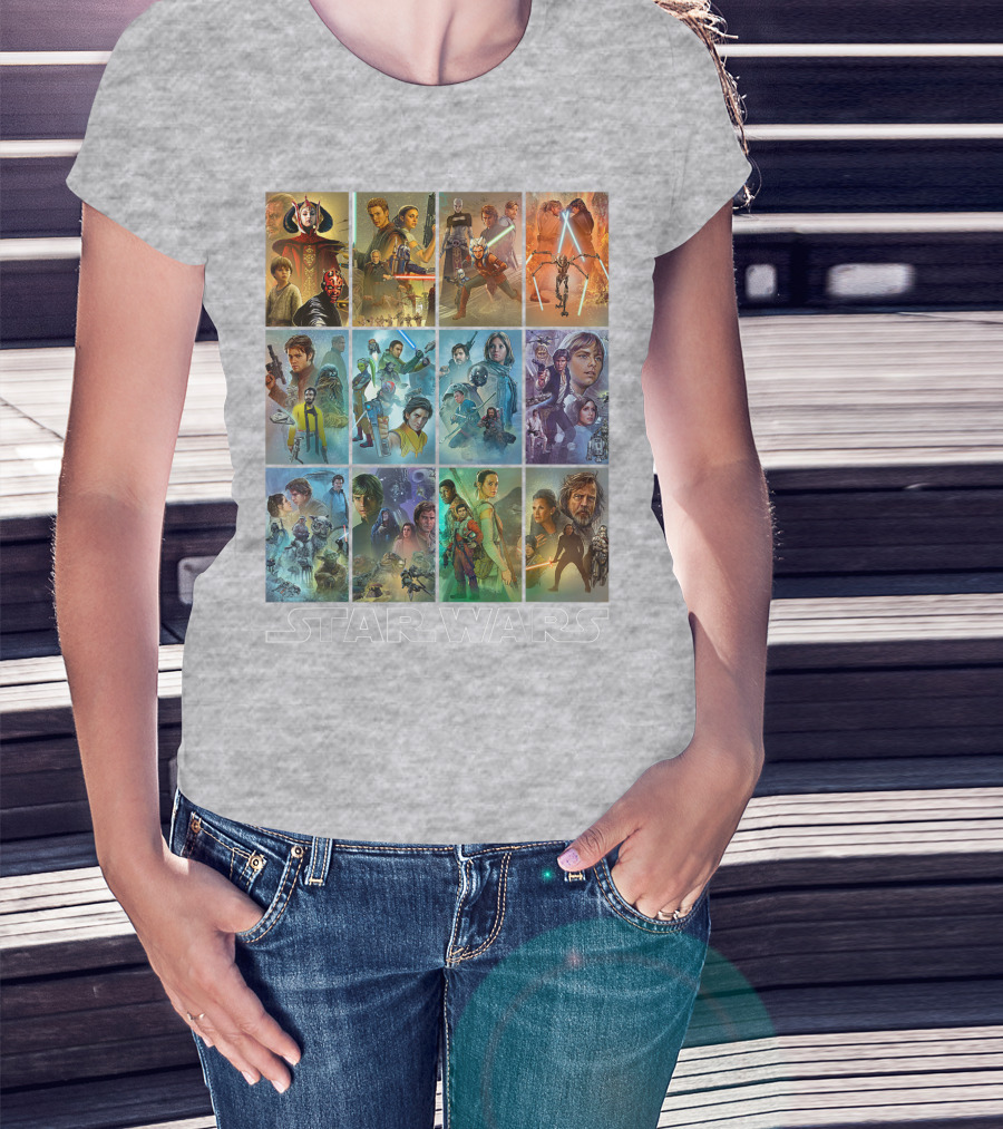 Star Wars Celebration Mural Panels Iconic Characters And Scenes T-Shirt