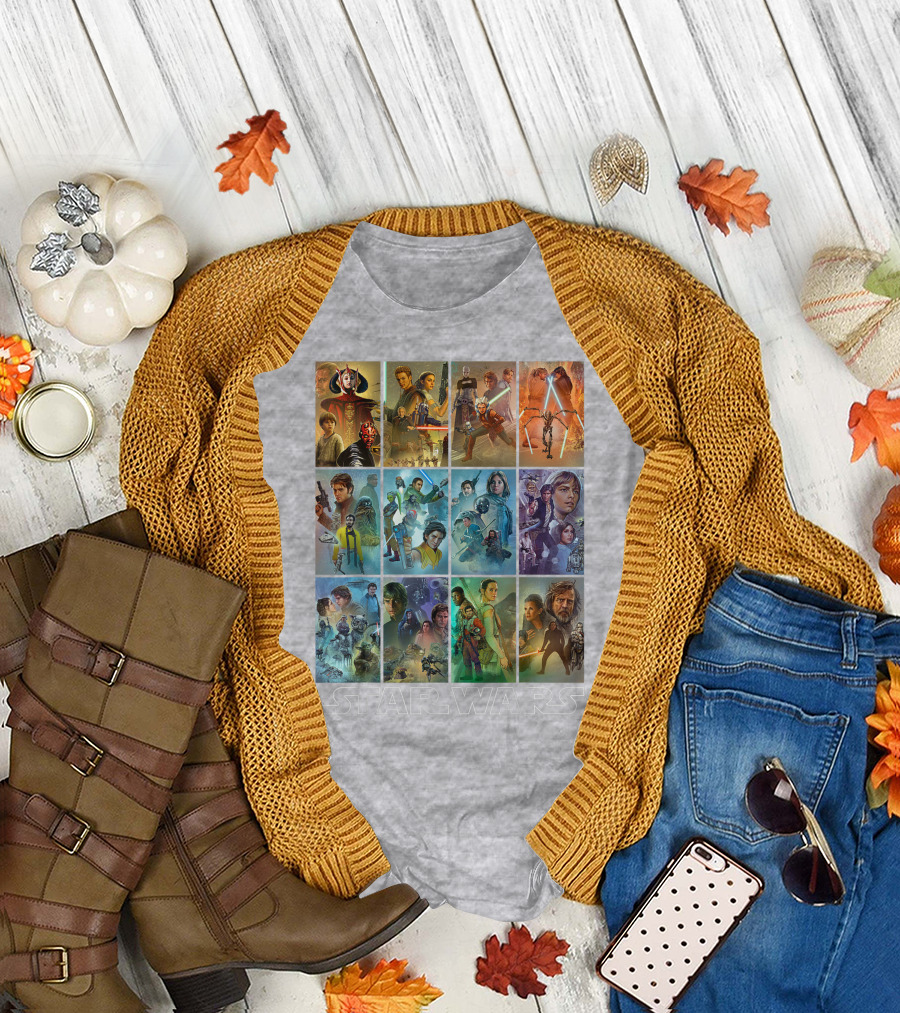 Star Wars Celebration Mural Panels Iconic Characters and Scenes T-Shirt