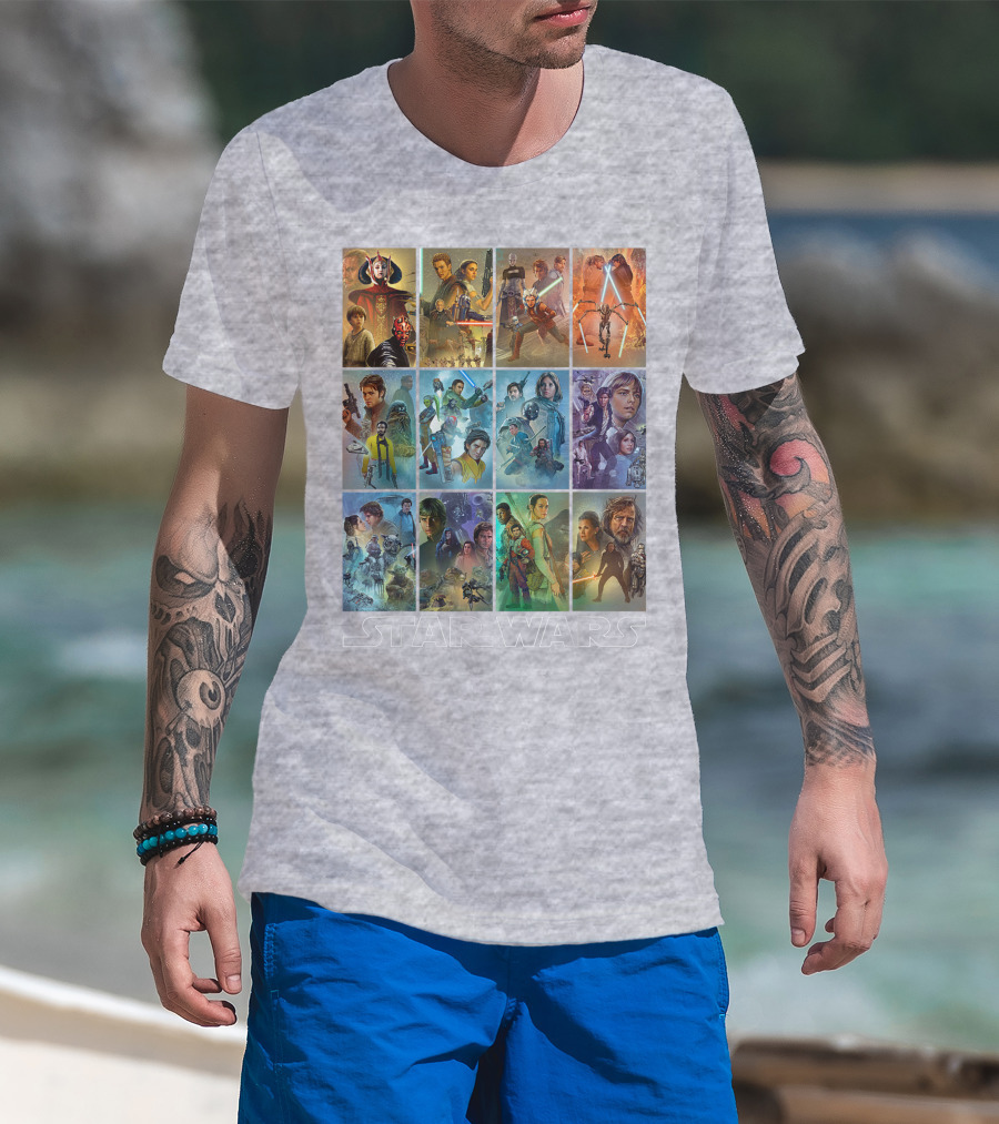 Star Wars Celebration Mural Panels Iconic Characters And Scenes T-Shirt