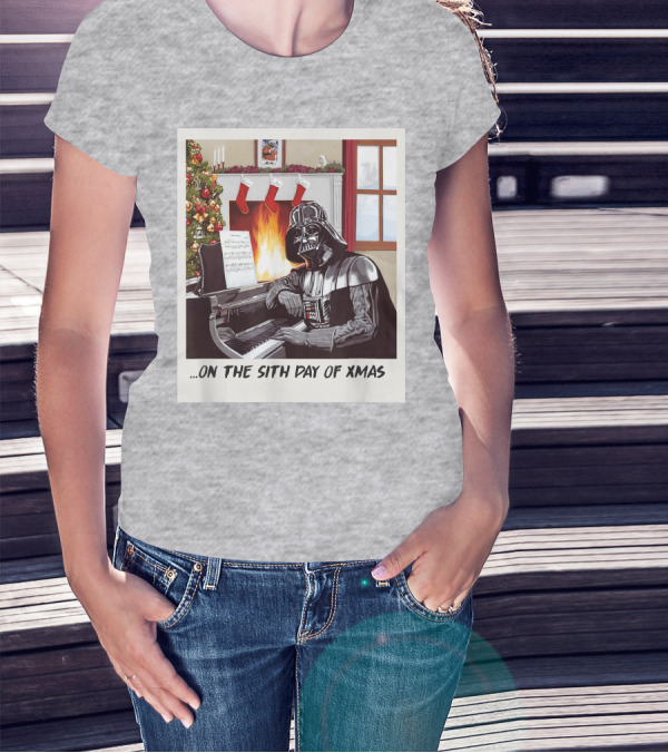 Darth Vader On The Sith Day Of Xmas By Fireplace T-Shirt