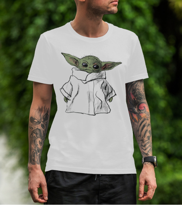 Star Wars The Mandalorian The Child Sketch Drawing T-Shirt