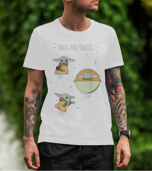 The Mandalorian The Child Eat Sleep Play Naps And Snacks Doodles T-Shirt