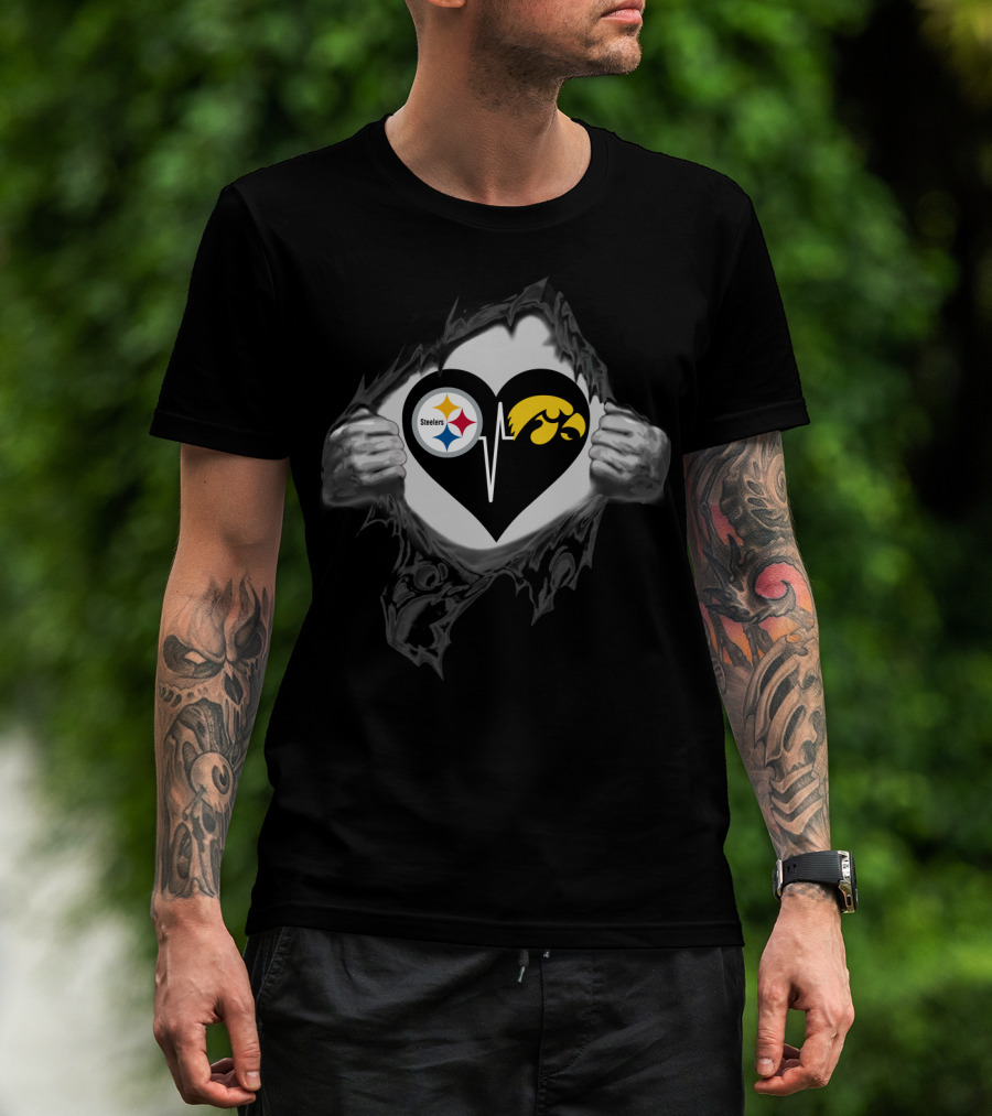 Steelers Heartbeat Iowa Hawkeyes T-Shirt