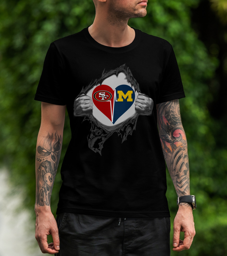 San Francisco 49ers And Michigan Wolverines Heart T-Shirt