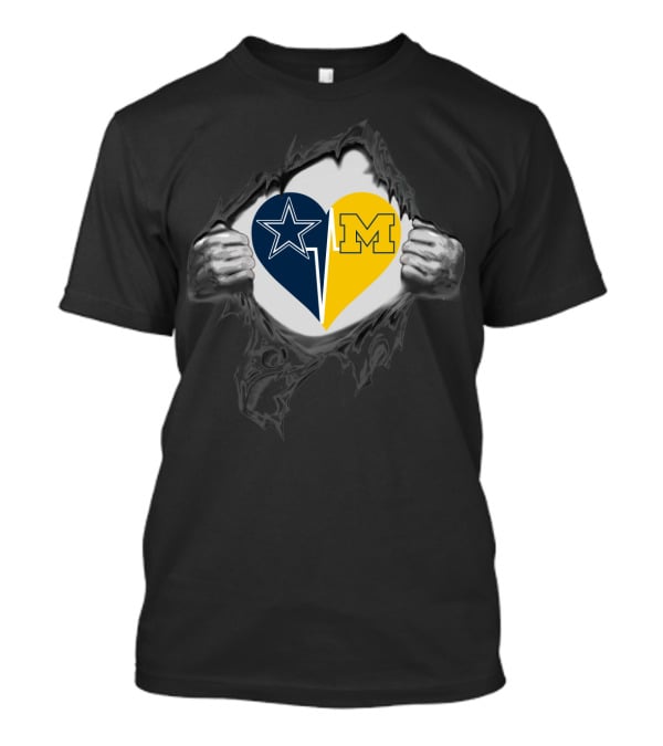 Cowboys And Michigan Wolverines Heart T-Shirt