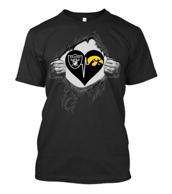 Raiders Iowa Hawkeyes Heart Torn Reveal T-Shirt