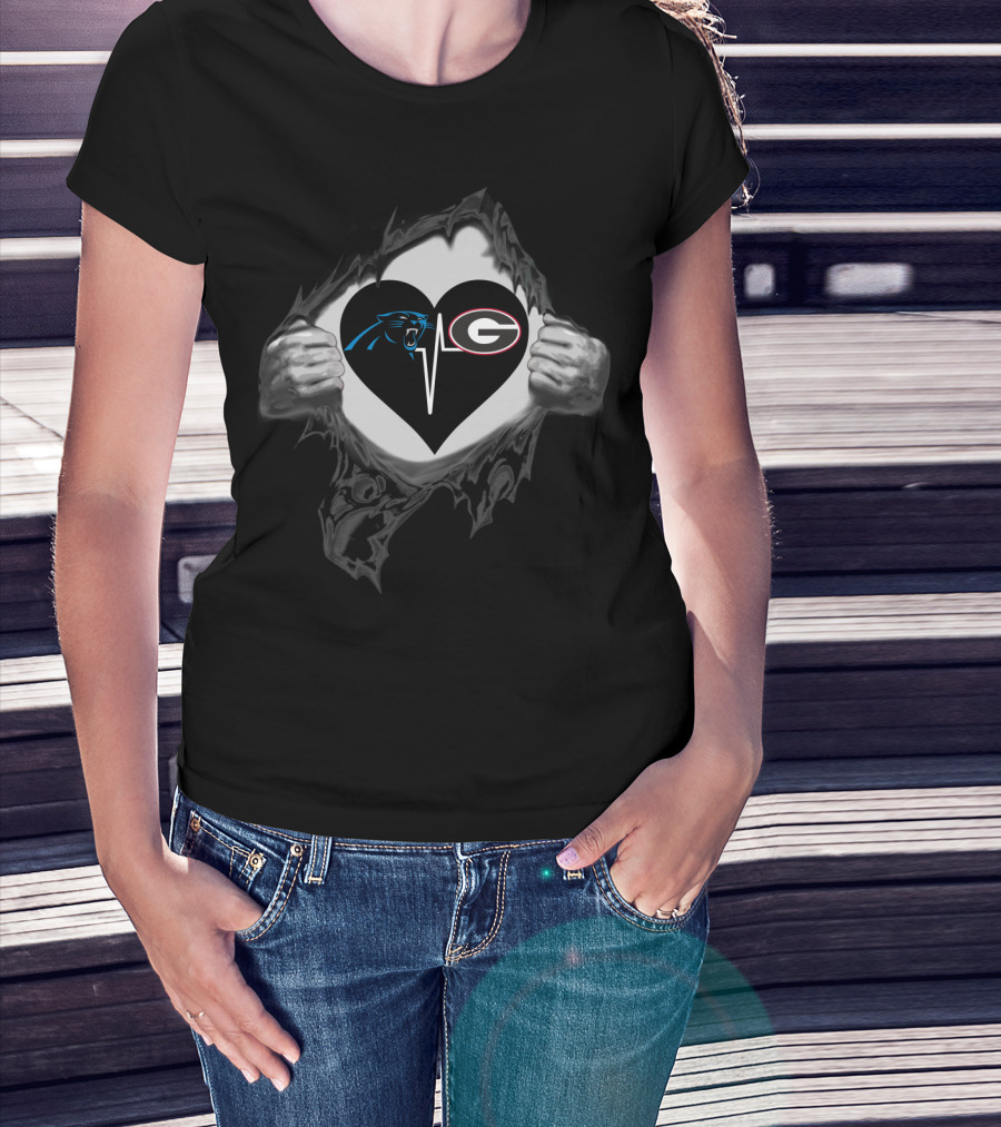 Carolina Panthers Georgia Bulldogs Heartbeat T-Shirt