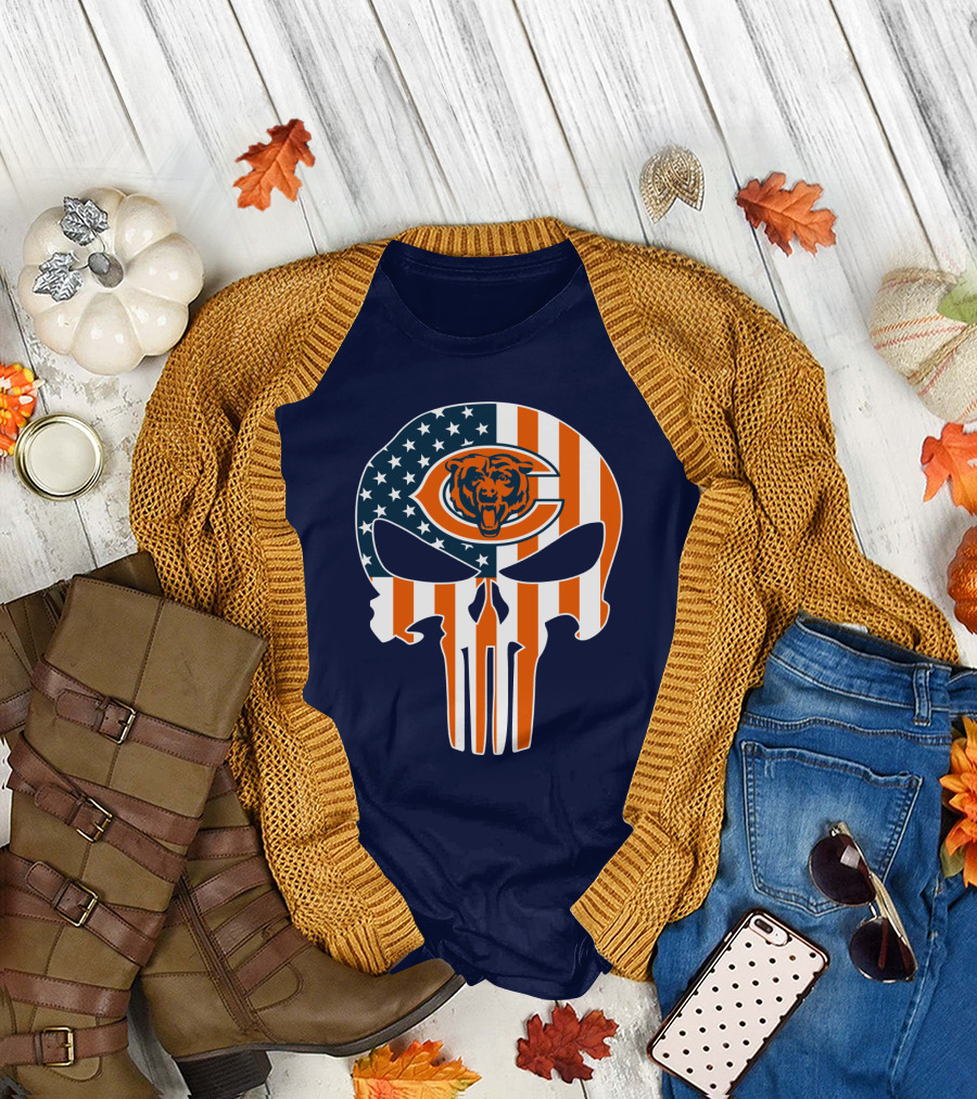Chicago Bears Punisher American Flag T-Shirt