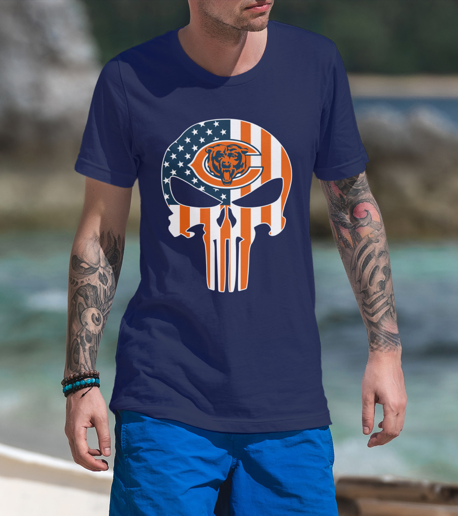 Chicago Bears Punisher American Flag T-Shirt