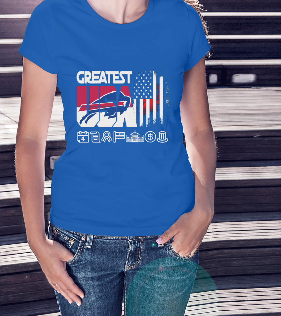 Greatest Usa Bills American Flag Football Icons T-Shirt