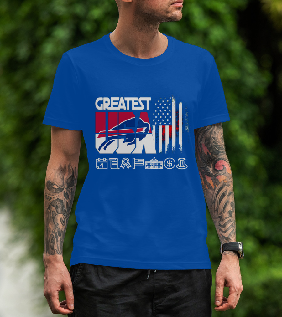 Greatest Usa Bills American Flag Football Icons T-Shirt