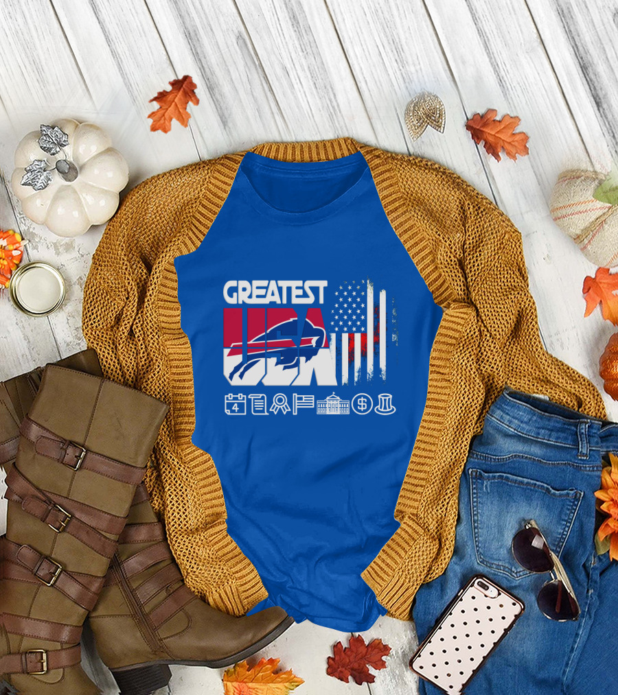 Greatest Usa Bills American Flag Football Icons T-Shirt