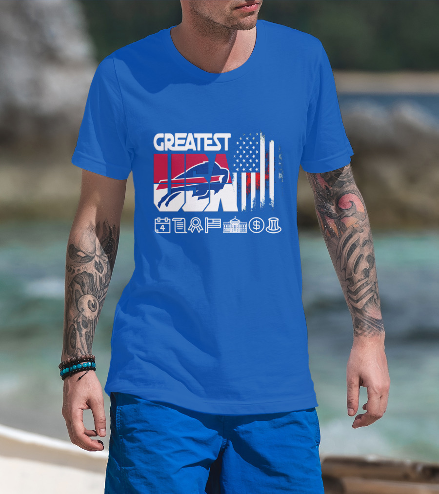 Greatest Usa Bills American Flag Football Icons T-Shirt