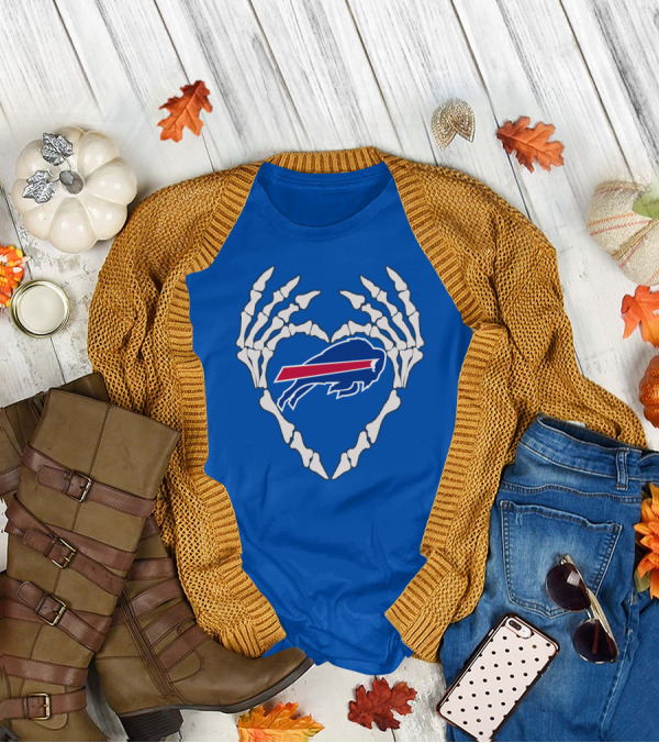 Buffalo Bills Skeleton Heart T-Shirt