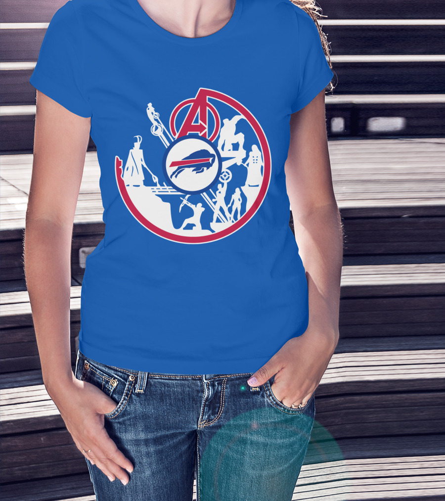 Buffalo Bills Avengers Crossover Logo Blue T-Shirt