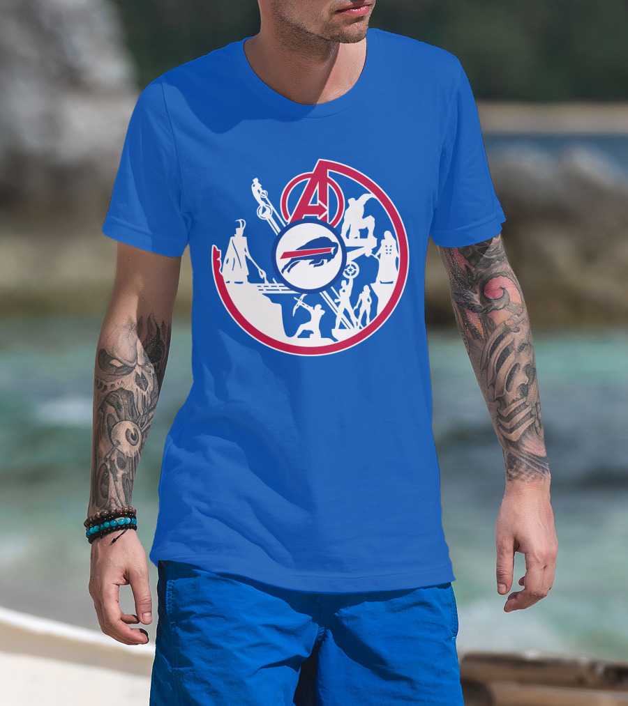 Buffalo Bills Avengers Crossover Logo Blue T-Shirt
