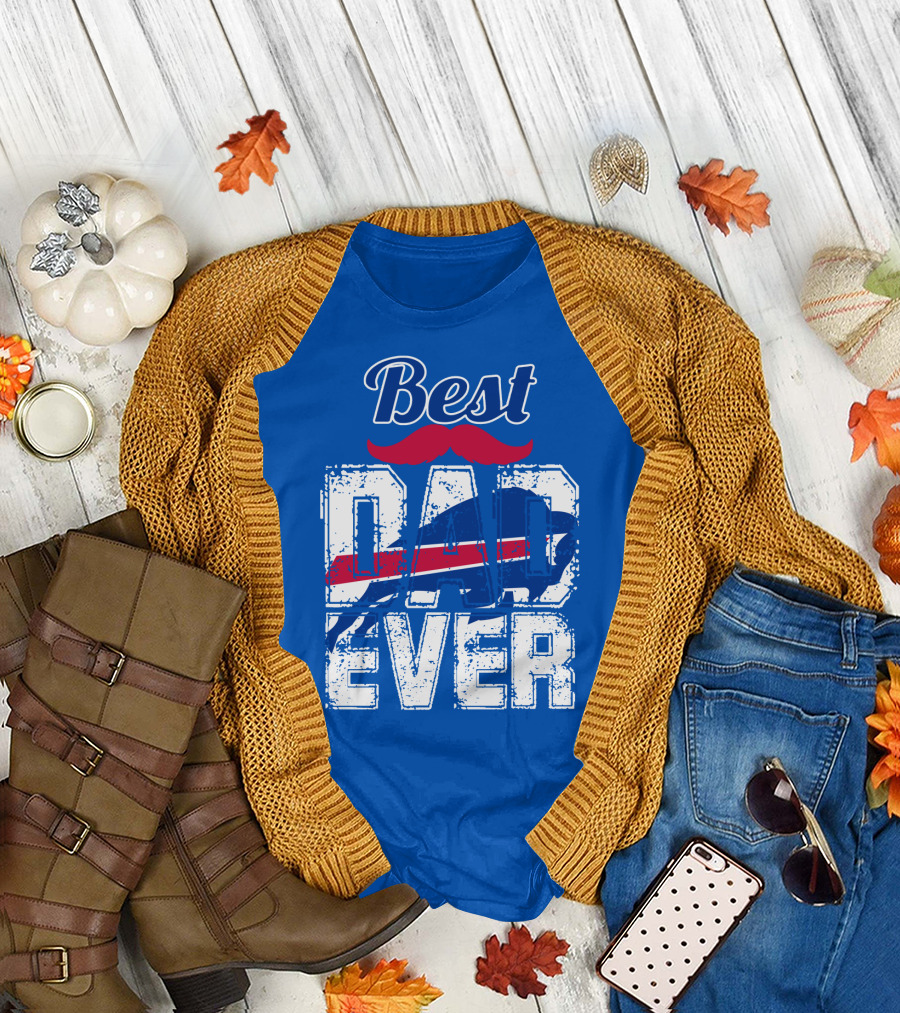 Best Dad Ever Buffalo Football Fan Mustache T-Shirt