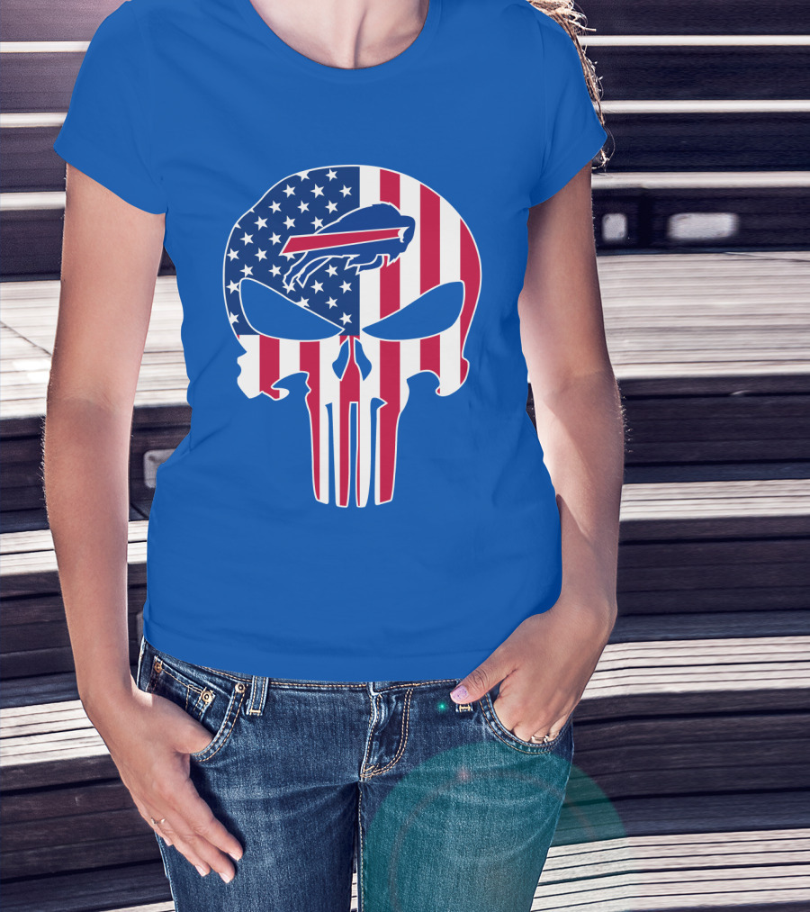 Buffalo Bills American Flag Skull T-Shirt
