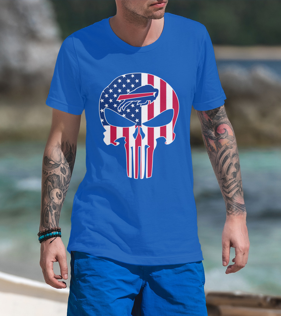 Buffalo Bills American Flag Skull T-Shirt