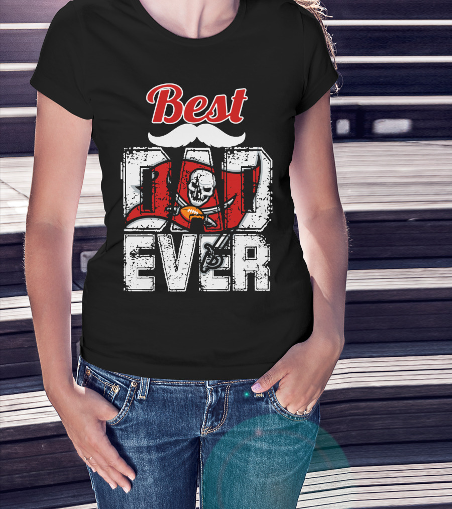 Best Dad Ever Buccaneers Football Skull Flag T-Shirt