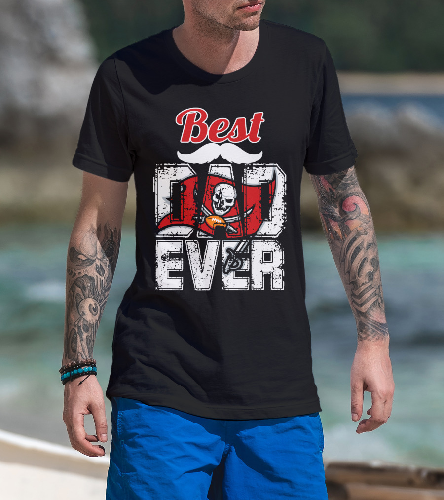 Best Dad Ever Buccaneers Football Skull Flag T-Shirt